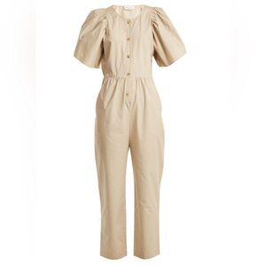 MASSCOB puff sleeve high rise poplin jumpsuit size S 36 EU